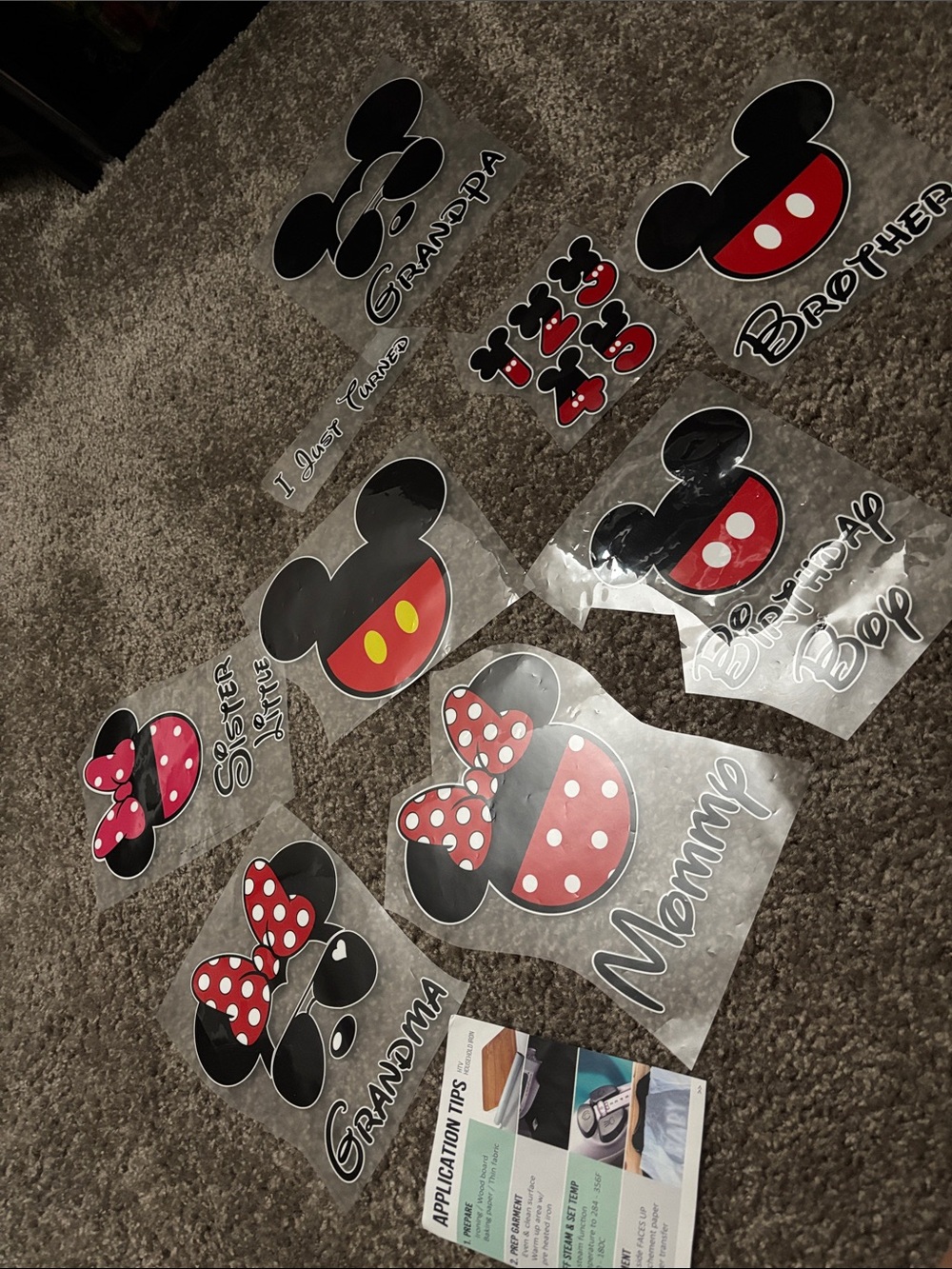Minnie & Mickey Vinyl Decal Set - Red, Black, White Polka Dot